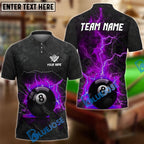 BlueJose Billiards Ball 8 Pool Thunder Lightning Personalized Name, Team Name Unisex Shirt (4 Colors)