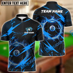 BlueJose Billiards Ball 8 Lightning Hexagon Pattern Personalized Name & Team Name Shirt (4 Colors)