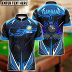 BlueJose Billiards 8 and 9 Ball Blue Fire Personalized Shirt