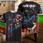 BlueJose Billiards Skull Patriotic Up N Stroke Team Personalized Name 3D Shirt