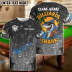 BlueJose Billiards Ball 8 Funny Cartoon Shark, Bubble Design Personalized Name Shirt (4 Colors)
