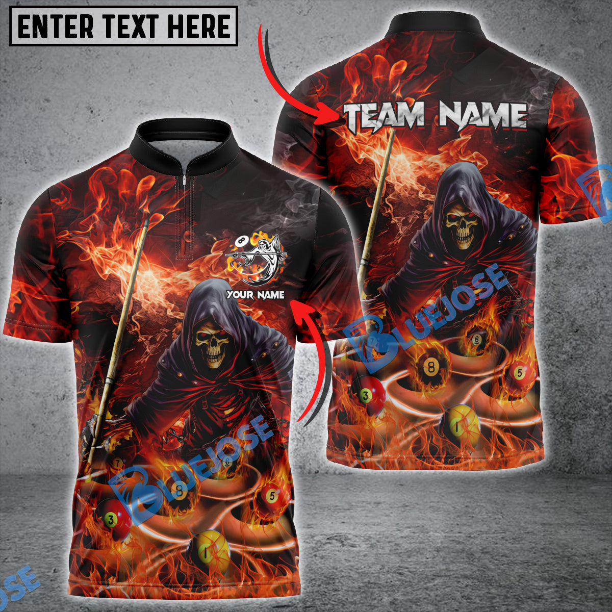 BlueJose Billiards Lord Of Hell Personalized Name, Team Name Unisex Shirt (4 Colors)