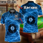 BlueJose Billiards 8 Ball Lightning Pattern Personalized Name, Team Name Unisex Shirt (4 Colors)