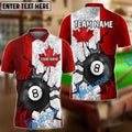 BlueJose Billiards 8 Ball Canada Crack Flag Personalized Name, Team Name Unisex Shirt