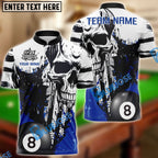 BlueJose Billiards Ball 8 Pool Skull Splash Personalized Name Shirt (4 Colors)