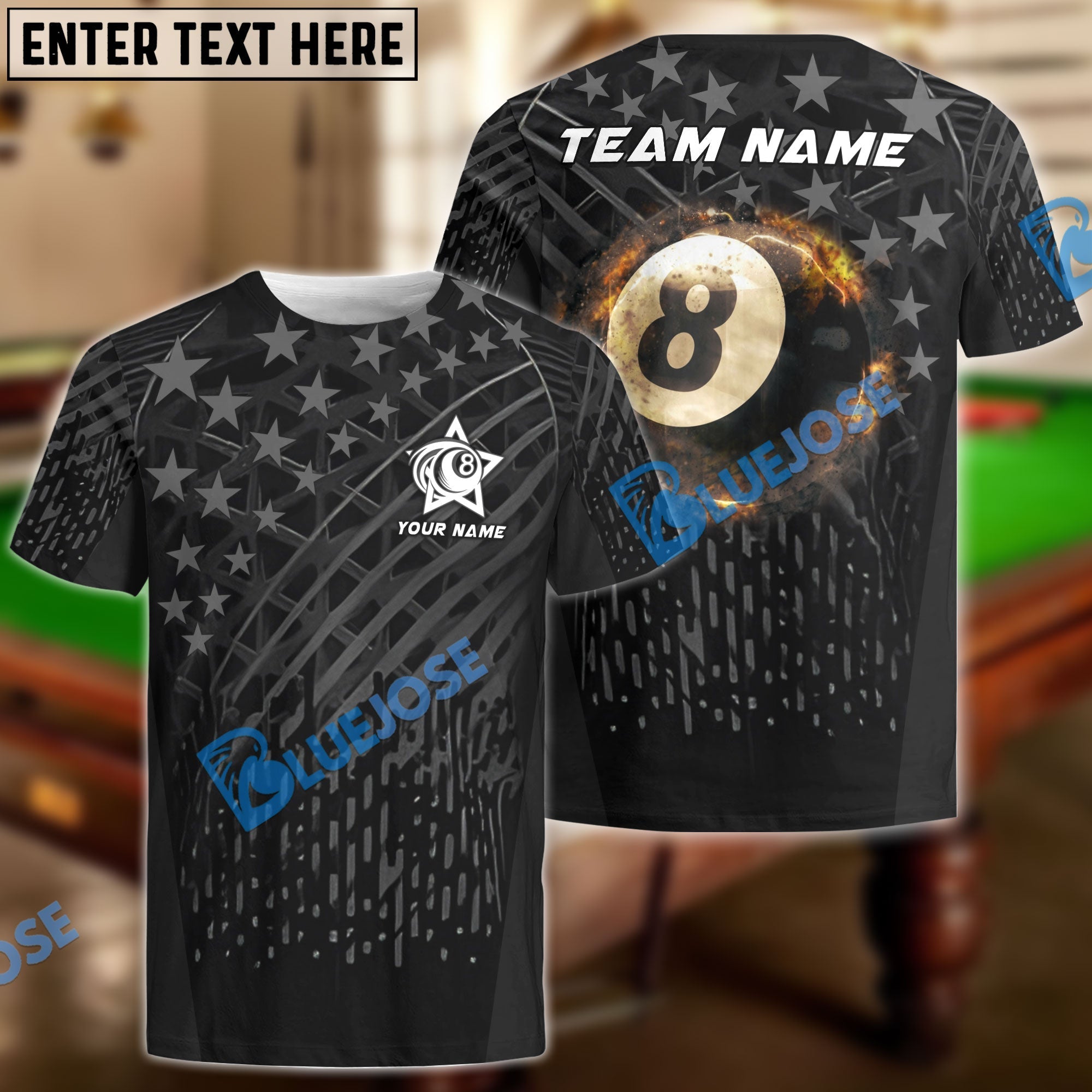 BlueJose Billiards Ball 8 And 9 Fire Black US Flag Personalized Shirt (2 Colors)