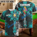 BlueJose Billiards Ball 9 Cross Personalized Name, Team Name Unisex Shirt (4 Colors)