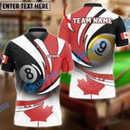 BlueJose Billiards Canada Flag Personalized Name, Team Name Unisex Shirt (3 Colors)