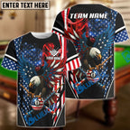 BlueJose Billiards Ball 8 American Flag Eagle Smoke Pattern Customized Name, Team Name 3D Shirt