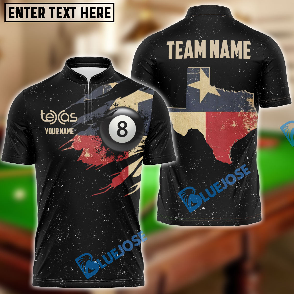 BlueJose Billiards Texas Personalized Shirt