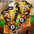 BlueJose Billiards Ball 8 Fire Lion King Personalized Name, Team Name Unisex Shirt (6 Colors)