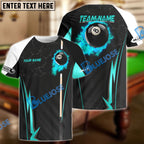 BlueJose Billiards Ball 8 Fire Cue Personalized Name, Team Name Unisex Shirt (4 Colors)