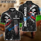BlueJose Billiards Ball 8 Grim Skull with American Flag Customized Name, Team Name 3D Shirt