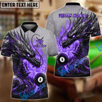 BlueJose Billiards Ball 8 Burning Fire Dragon Personalized Name Team Name Unisex Shirt (4 Colors)