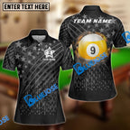 BlueJose Billiards Ball 8 And 9 Fire Black US Flag Personalized Shirt (2 Colors)