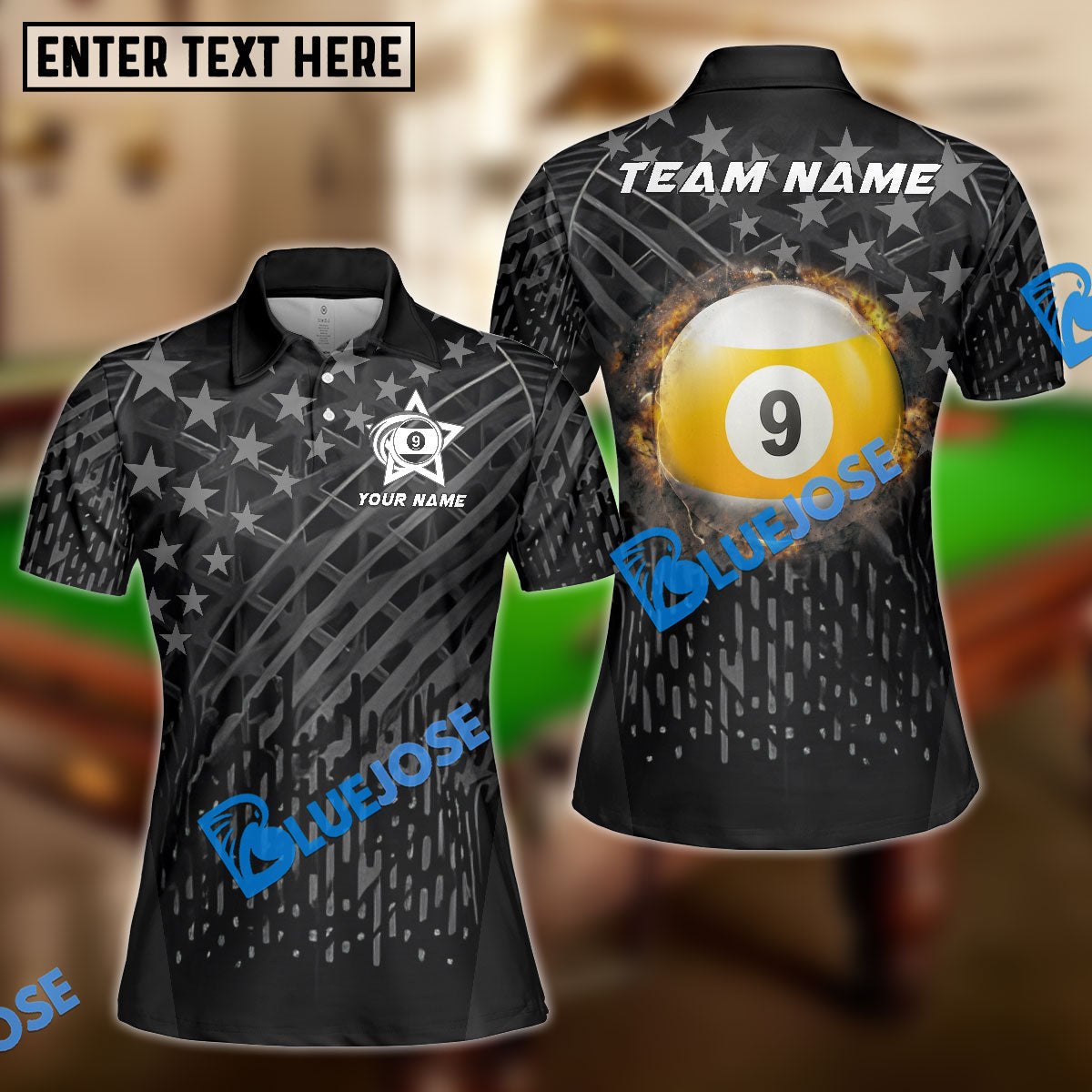 BlueJose Billiards Ball 8 And 9 Fire Black US Flag Personalized Shirt (2 Colors)