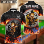 BlueJose Billiards Ball 8 And 9 Fire Skull Crack Personalized Name, Team Name Unisex Shirt (6 Colors)
