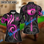 BlueJose Billiards Golden 8 Ball Crown Tribal Pattern Personalized Name, Team Name Shirt (6 Colors)