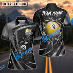 BlueJose Billiards 8 Ball & 9 Ball Metallic Break Glass Customized Name, Team Name 3D Shirt (6 Colors)