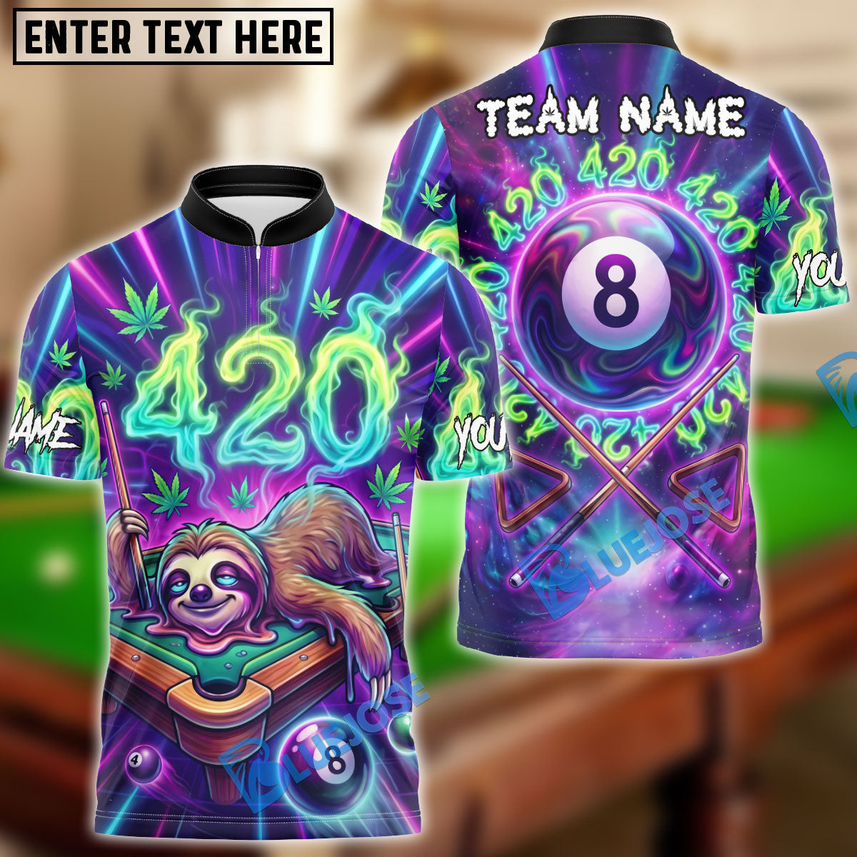 BlueJose Billiards Ball 8 420 Sloth Vibes Personalized Shirt
