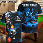 BlueJose Billiards Grim Reaper Skull Storm Personalized Name Shirt (4 Colors)