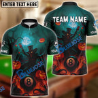 BlueJose Billiards 8-Ball Halloween Pumpkin Scarecrow 2 Personalized Name, Team Name Unisex Shirt (4 Colors)