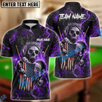 BlueJose Billiards Ball 8 Fire Skull US Flag Personalized Name, Team Name Shirt (6 Colors)