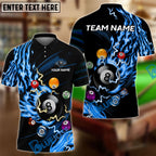 BlueJose Billiards Fire Flame Lightning 8 Ball Pool Customized Name, Team Name 3D Shirt (4 Colors)