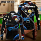 BlueJoses Billiards Ball 8 & 9 American Flag Cross Cue Customized Name, Team Name 3D Shirt