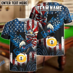 BlueJose Billiards Ball 9 American Eagle Customized Name, Team Name 3D Shirt