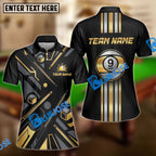 BlueJose Billiards Gold 9 Ball Elite Customized Name, Team Name 3D Shirt (6 Colors)