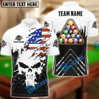 BlueJose Billiards Ball 8 Punished Skull Personalized Name, Team Name Shirt (6 Colors)