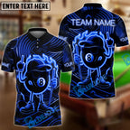 BlueJose Billiards 8 Ball Pool Neon Fire Personalized Name Shirt (4 Colors)