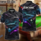 BlueJose Billiards 8 Ball Hell Flame Shark Personalized Name, Team Name Unisex Shirt (4 Colors)