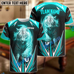 BlueJose Billiards Ball 8 Thunder White Tiger Personalized Name, Team Name Shirt (4 Colors)