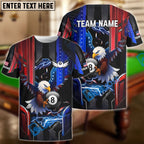 BlueJose Billiards Ball 8 Eagle American Flag Lightning Customized Name, Team Name 3D Shirt