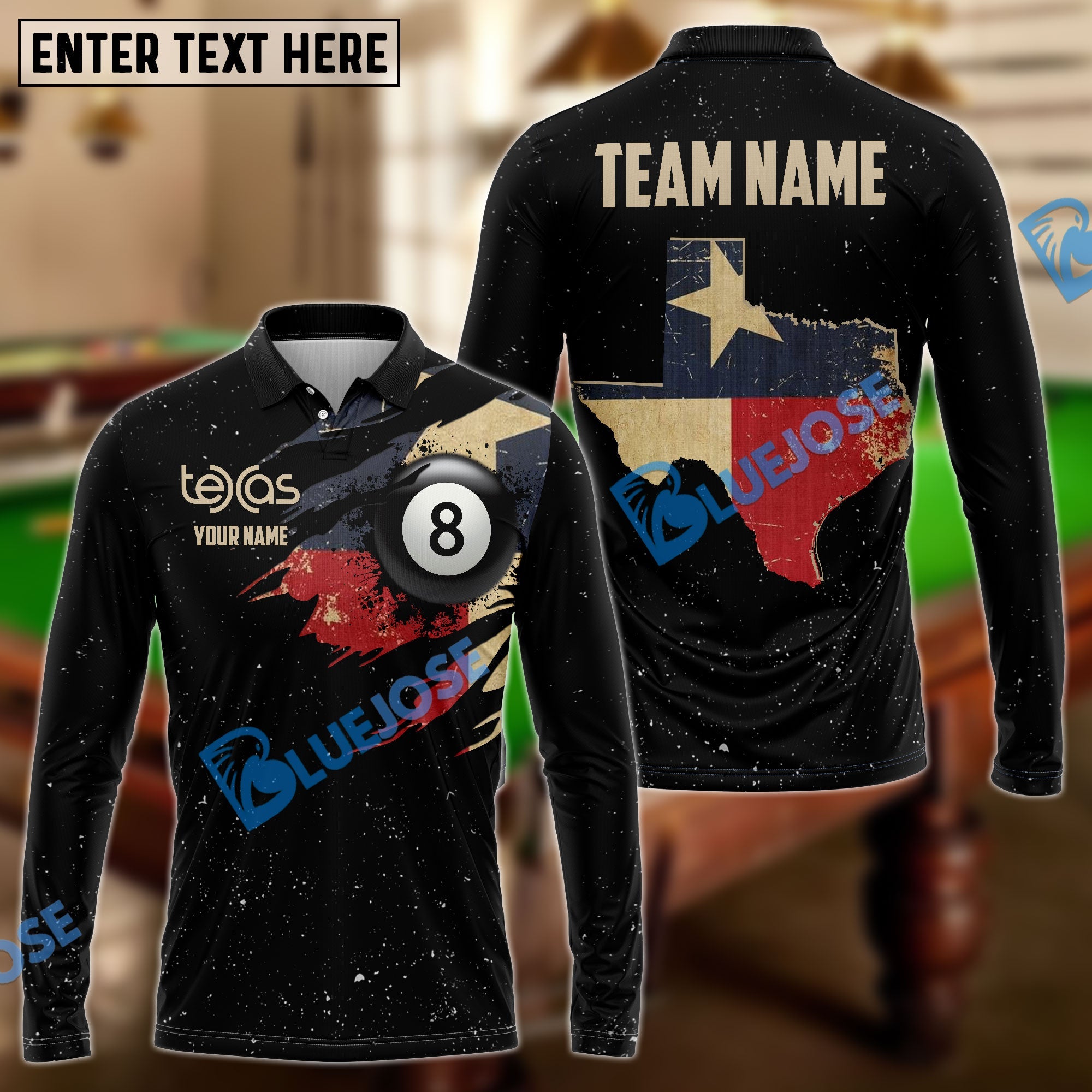 BlueJose Billiards Texas Personalized Shirt