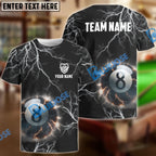 BlueJose Billiards Ball 8 Pool Thunder Lightning Personalized Name And Team Name Shirt