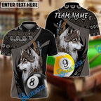 BlueJose Billiards Ball 8 And 9 Native Wolf Personalized Name & Team Name Shirt (4 Colors)