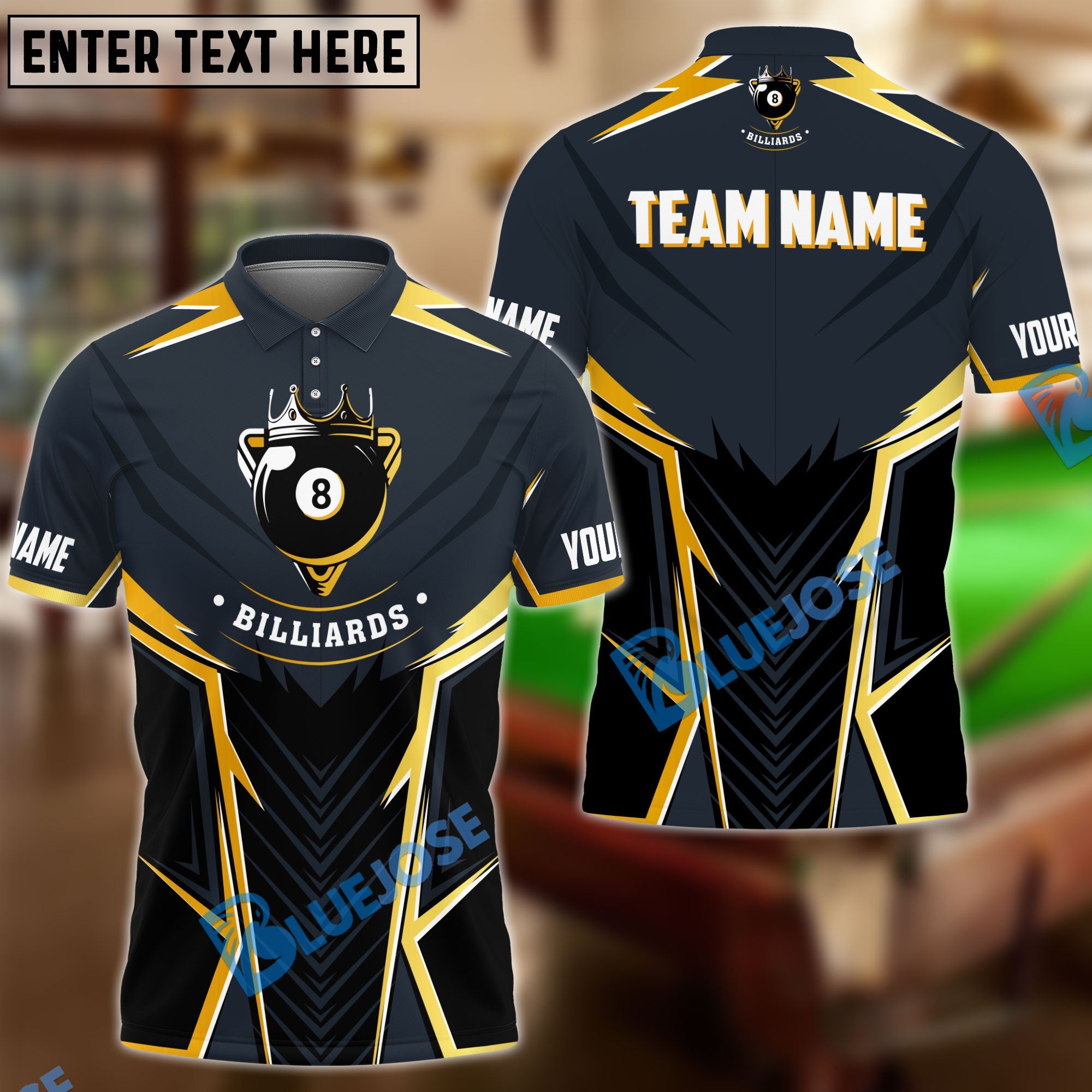 BlueJose King Billiards Ball 8 Personalized Name Shirt (6 Colors)