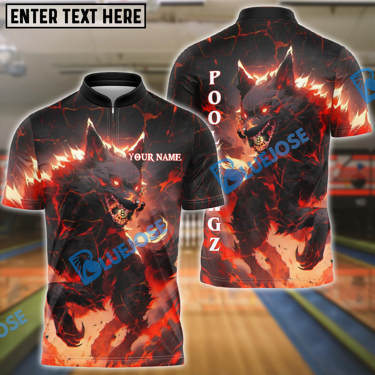 BlueJose Billiards Fierce Dog Art Personalized Shirt (3 Colors)