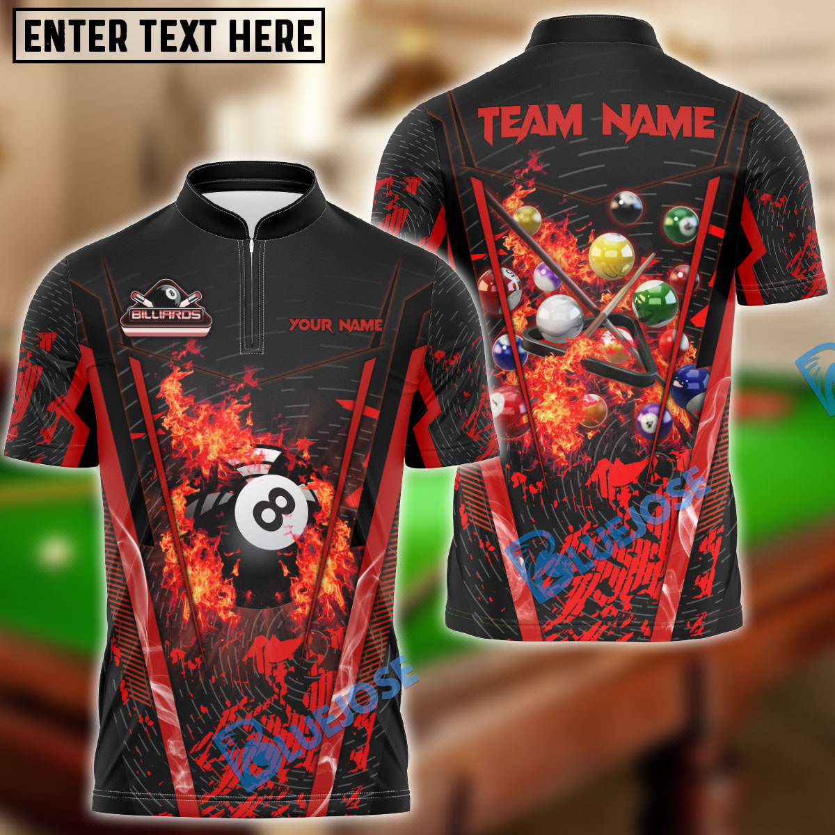 BlueJose Billiards Ball 8 Abstract Grunge Texture Personalized Name Shirt (5 Colors)