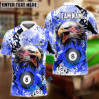 BlueJose Billiards 8 Ball Eagle American Flag Paint Pattern Personalized Name, Team Name Unisex Shirt (4 Colors)