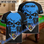 BlueJose Billiards Ball 8 Skull Personalized Name & Team Name Shirt (4 Colors)