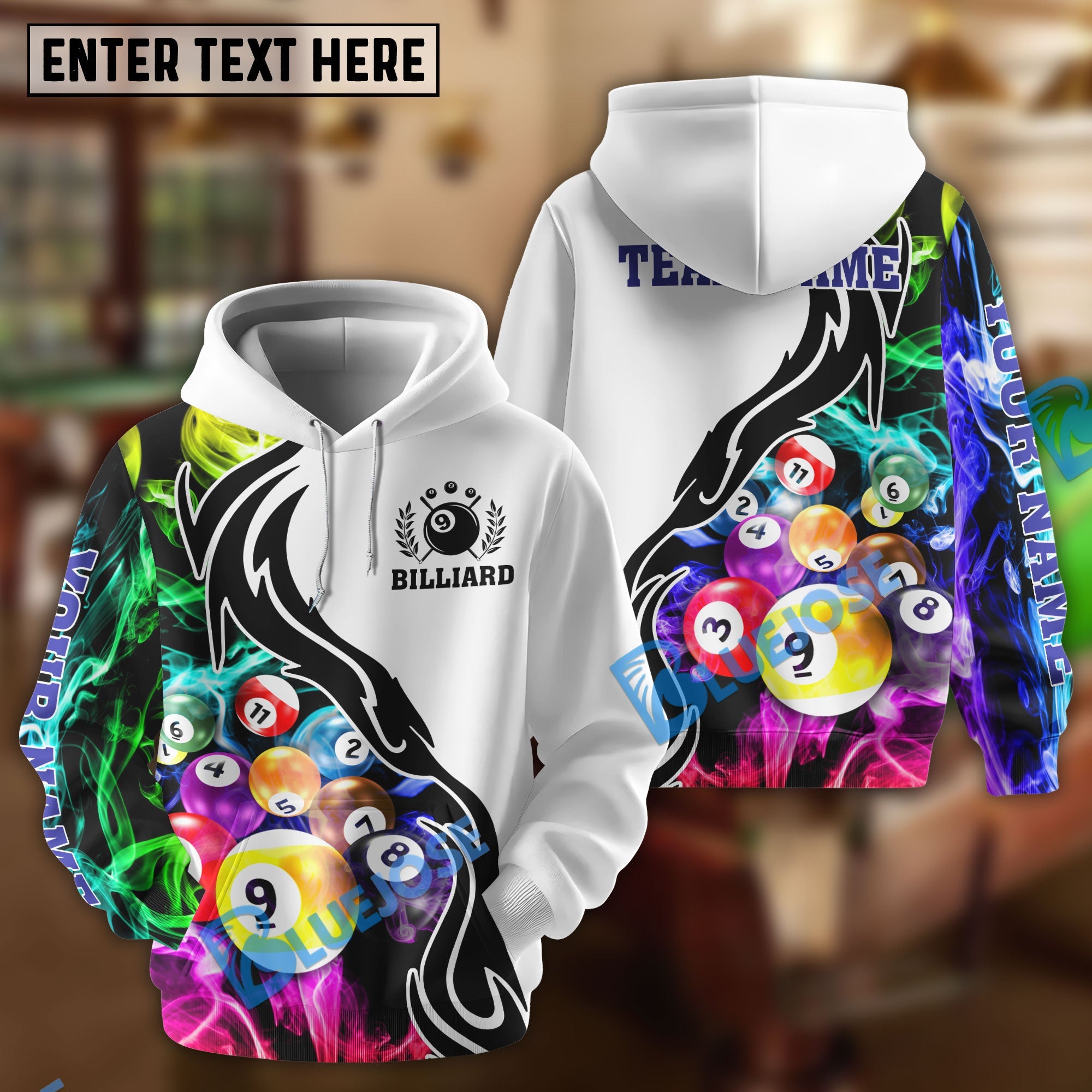 BlueJose Billiard 9 Ball Customized Name 3D Shirt