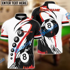 BlueJose Billiards Classic 8-Ball Black & White Personalized Name Shirt (4 Colors)