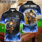 BlueJose Billiards Ball 8 And 9 Fire Skull Crack Personalized Name, Team Name Unisex Shirt (6 Colors)