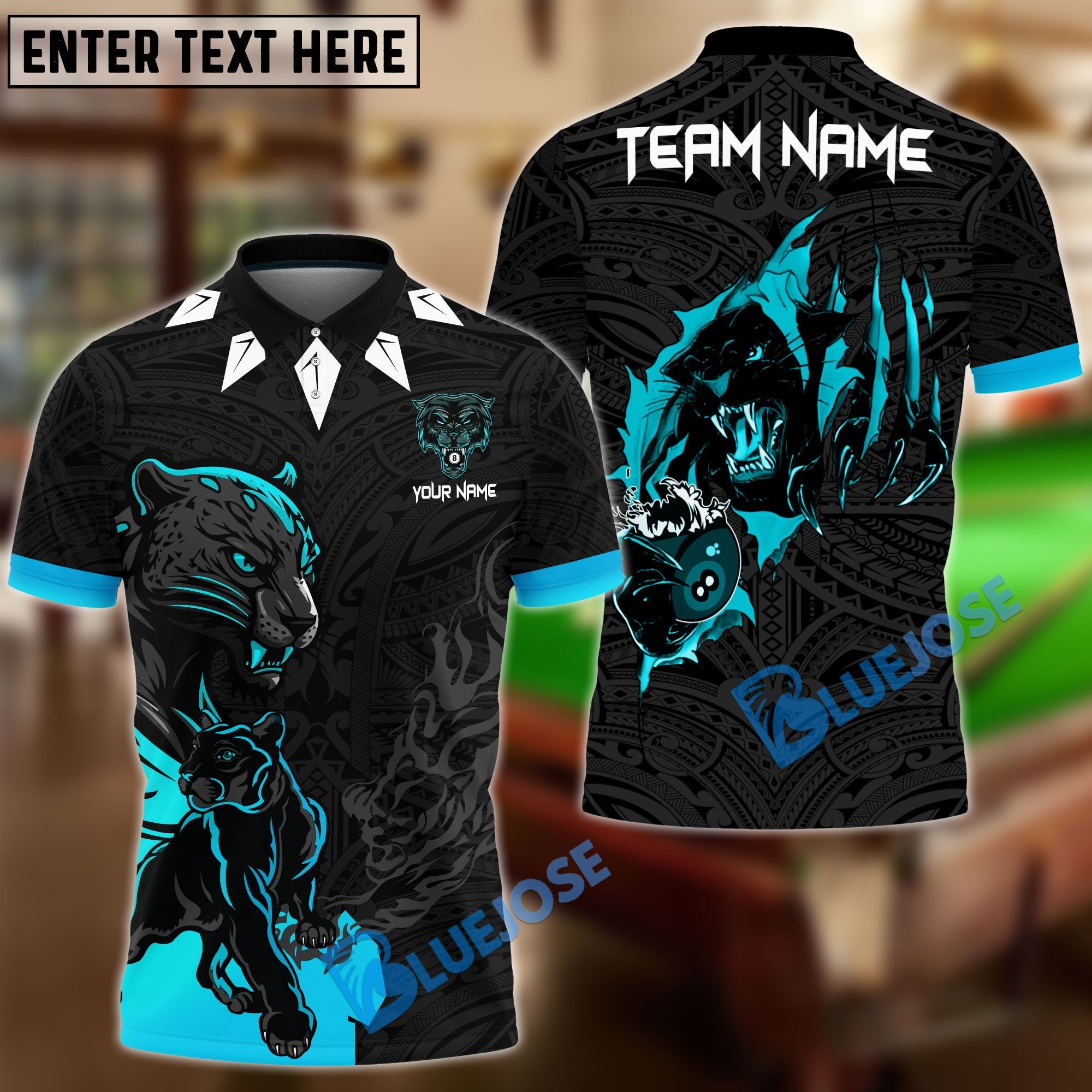 BlueJose Billiards Ball 8 Black Panther Personalized Name, Team Name Unisex Shirt ( 6 Colors )