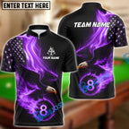 BlueJose Billiards Ball 8 Eagle Flag Flame Personalized Name Shirt (4 Colors)