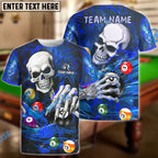 BlueJose Billiards Ball 8 Skull Lightning Personalized Name & Team Name Shirt (4 Colors)